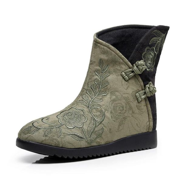 

dress shoes 2022 chinese style winter embroidered cloth boots folk cotton old beijing, Black