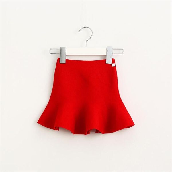 

skirts autumn children clothing girls skirt solid cute all-match knitted trumpet for kids child costume 2-7 years, Blue