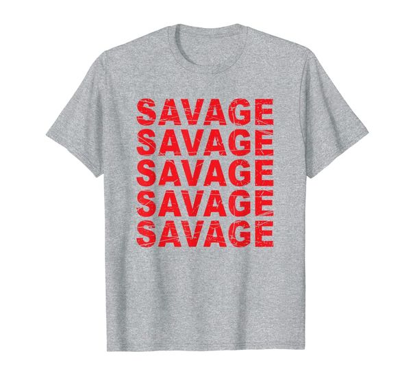 

distressed pop culture savage t-shirt, White;black