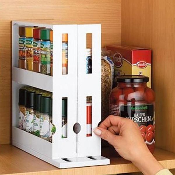 

hooks & rails 2 layer storage kitchen rotating organize spices jar bottle rack organizer seasoning