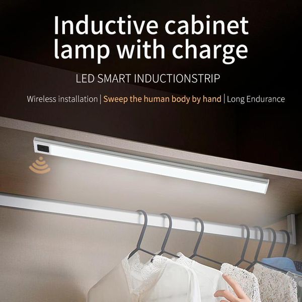 

hand sweep sensor night light usb rechargeable magnet kitchen for cabinet, staircase, wardrobe infrared cabinet