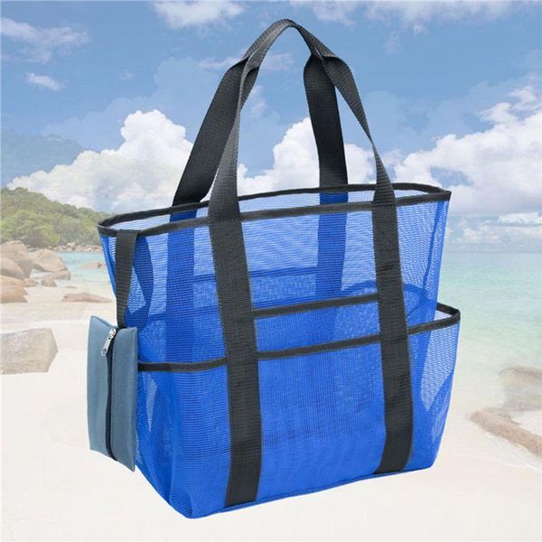

extra large capacity beach mesh bag with pockets zipper heavy duty light accessories