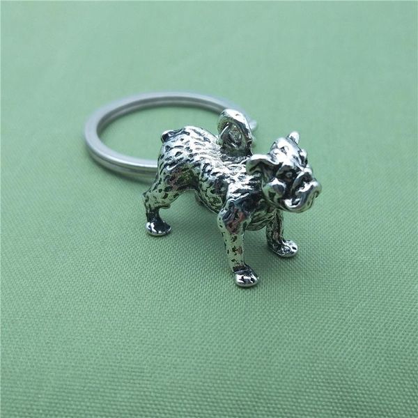 

keychains vintage 3d pug key chains fashion pet dog jewellery car keychain bag keyring for women men, Silver