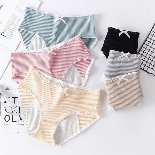 

women's panties knowdream women physiological pants holiday menstrual leak-proof cotton breathable sanitary triangle, Black;pink