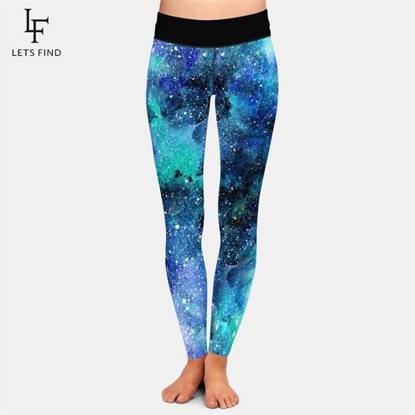 LetsFind Linda 3D Aquarela Espaço Textura Design Mulheres Leggings High Waist Plus Tamanho Fitness Elastic Leggings 211014