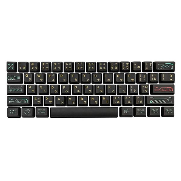 

keyboards 71-key pbt keycap all-inclusive five-sided sublimation mechanical keyboard cap compatible for gh60 gk64 black