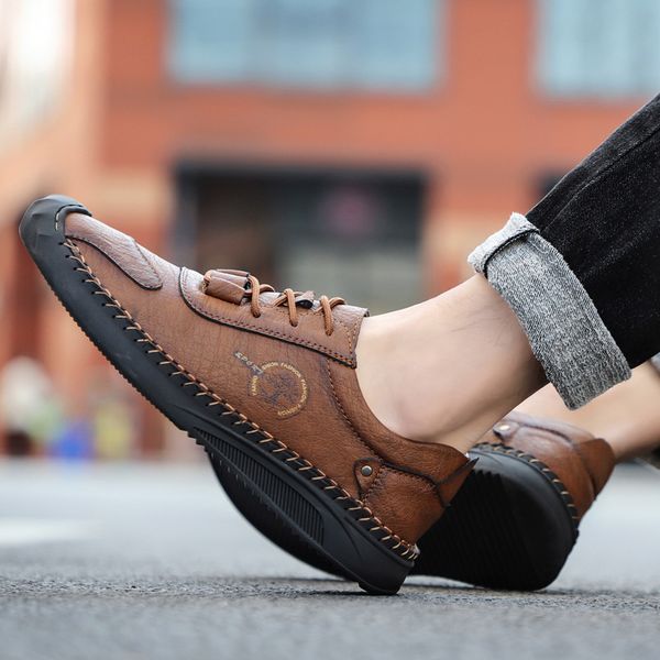 

casual leather 2021 summer single low martin boots british work cloth men's sho, Black