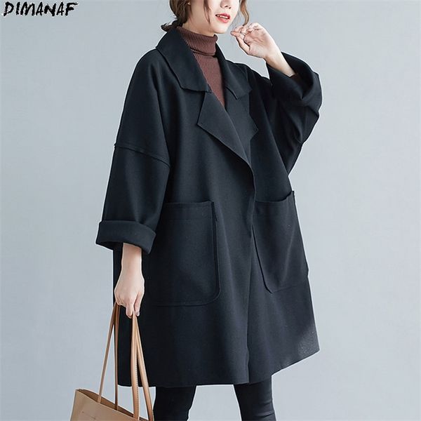 

plus size women coats solid cashmere jacket thick cardigan spliced warm autumn lapel flocking parka outerwear 210531, Black;brown