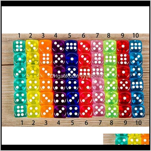 Set 10 Farben Hochwertiges 6-seitiges Glücksspiel für Brettclub-Party-Familienspiele Dungeons und Drachenwürfel Vrb9N Tzm2X