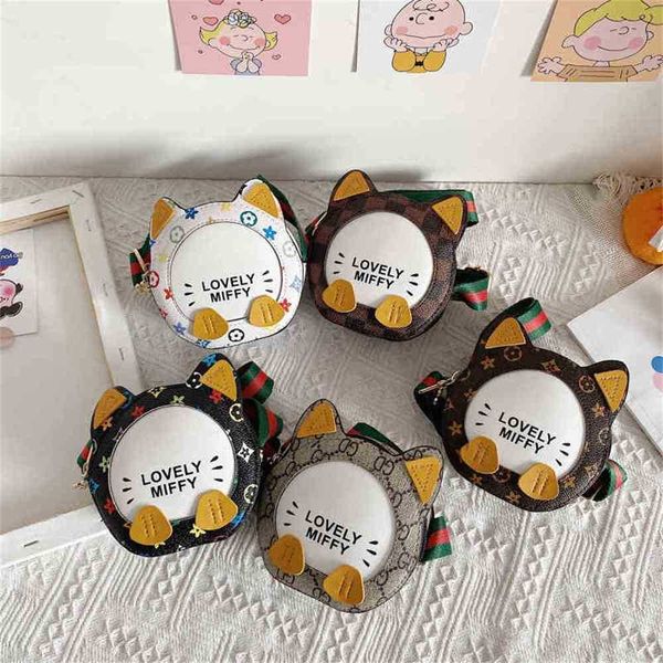 

cartoon printed cute fashion children's messenger bag one shoulder coloful strap baby girls mini handbag purse letters lovely coin case, Black