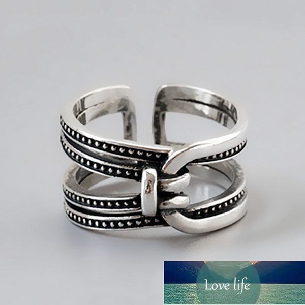 

925 sterling silver mutil-layer open retro ring simple geometric line knot thai silver color ring for women men gifts s-r391