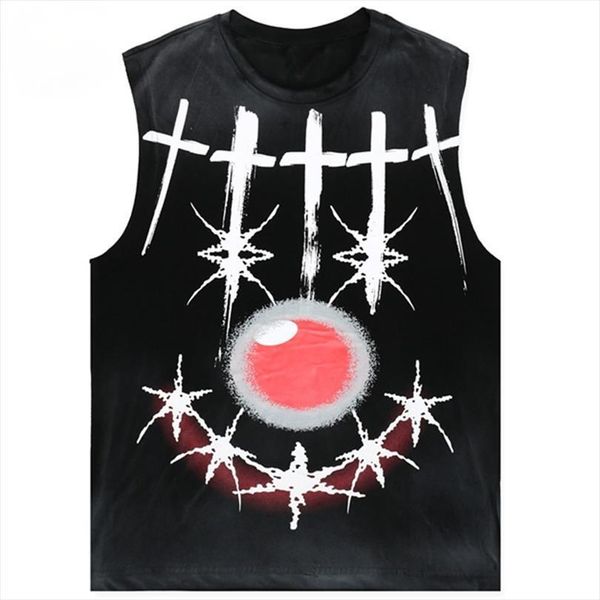 

tank men punk demon mens graffiti sleeveless tees summer baggy gym fitness o neck vest rock hipster hip hop, White;black