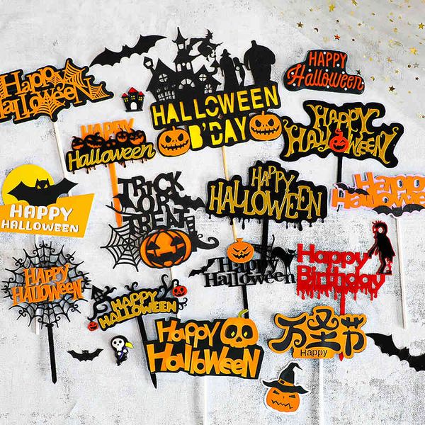 

factory outlet party decoration halloween cake witch castle bat pumpkin spider tombstone card dessert decorat