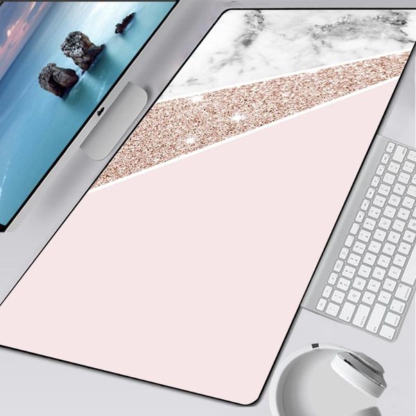 

mouse pads & wrist rests large gaming pad computer mousepad pc gamer mat lapmausepad pink rose gold marble carpet keyboard desk