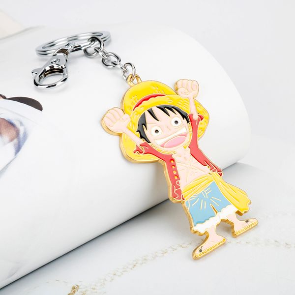 

metal keyring japan cartoon monkey d. luffy keychain anime luffy figure keyring jewelry one piece theme jewelry gifts, Silver