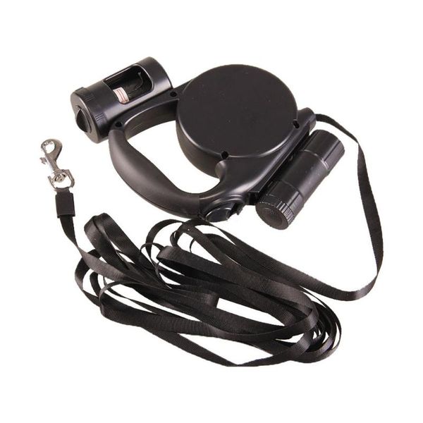 

dog collars & leashes multi-function retractable leash with garbage bags led light 4.5 meters automatic traction rope black
