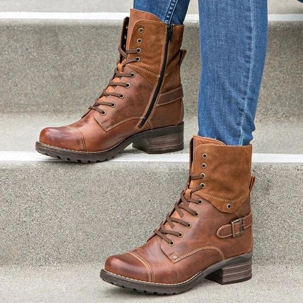 

boots 2021 fashion ankle women zipper autumn winter pu leather comfortable round toe snow outdoor low heels shoes, Black