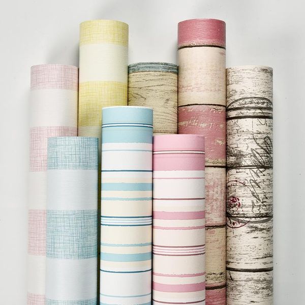 

wallpapers vertical stripes self-adhesive wallpaper mediterranean retro waterproof and moisture-proof dormitory bedroom 10m sticker