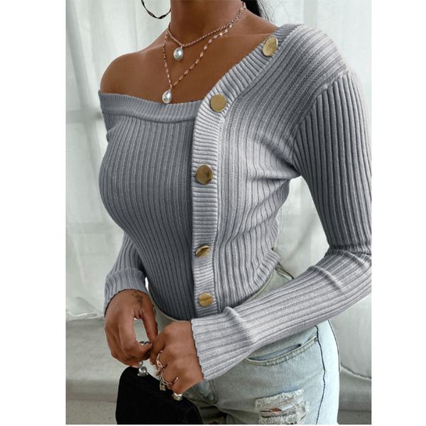 

fashion button off shoulder knitted sweater women jumper autumn winter strapless pullover long sleeve knitwear female streetwear, White;black