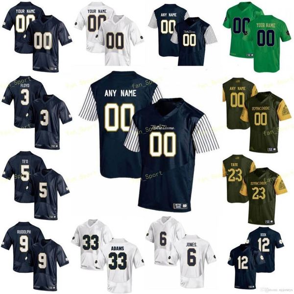 

ncaa college jerseys 33 josh adams 34 jahmir smith 4 george atkinson iii 40 drew white 5 manti te'o 6 jerome bettis custom football sti, Black