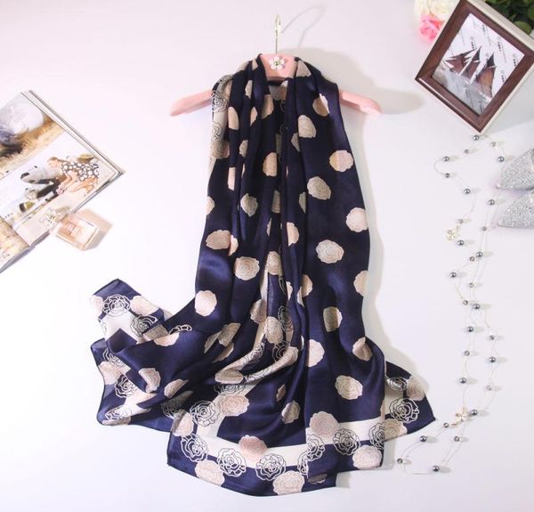 

scarves [slkscf] 180x70cm 9 mommie silk satin long scarf capes brief rose print real handkerchief pashmina, Blue;gray