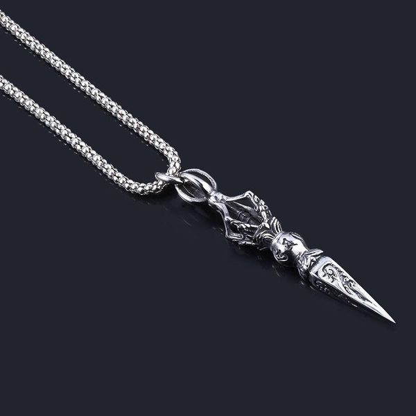 

pendant necklaces men stainless steel necklace tibetan buddhist, Silver