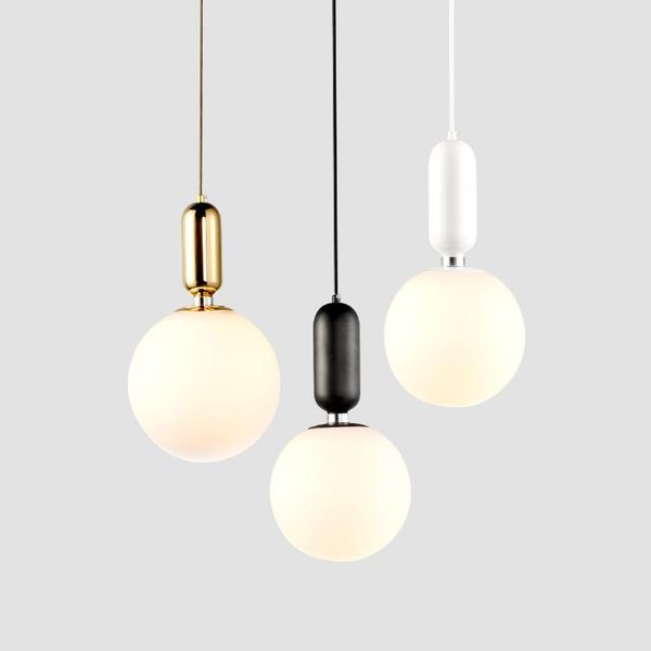 

pendant lamps modern round glass lights simple personality creative single head dining bar bedroom bedside small