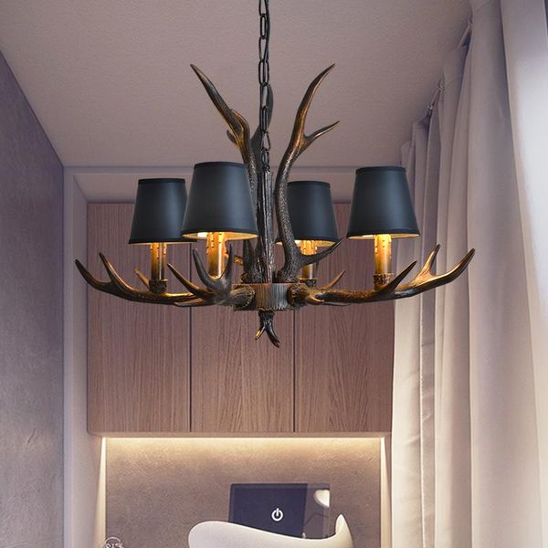 

american country resin antler chandelier bedroom dining room restaurant horn lamp vintage loft retro rustic chandeliers