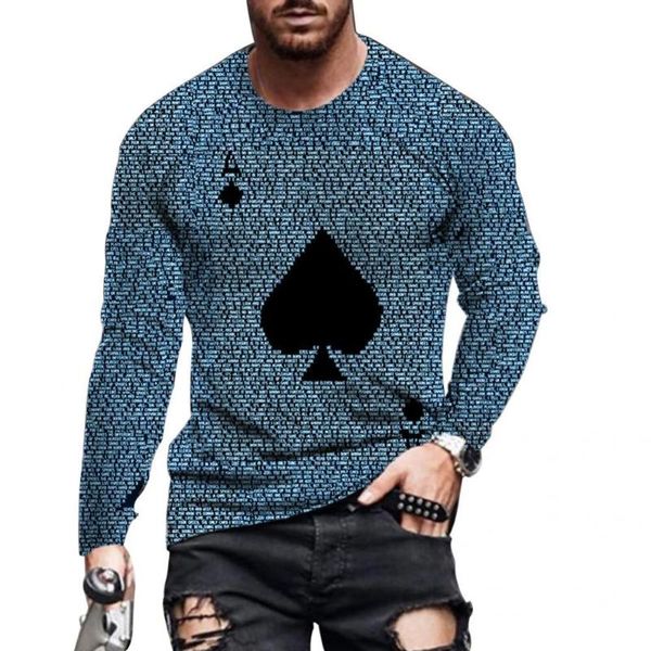 

men's casual shirts running practical streetwear playing card long tee shirt quick drying pullover, White;black