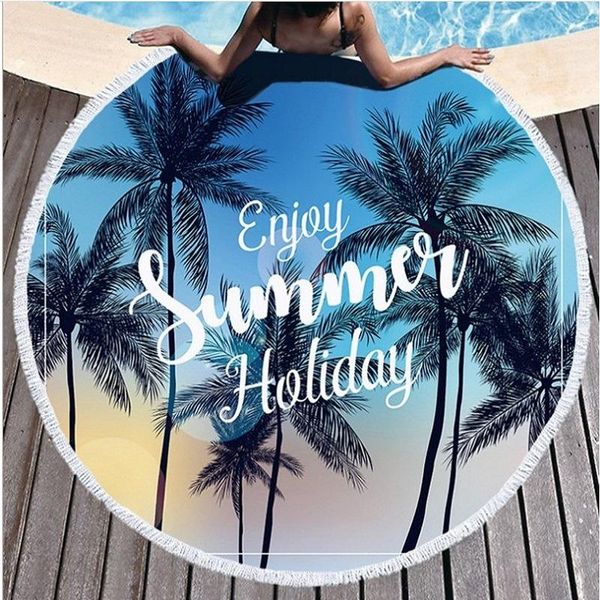 

towel drop summer round beach towels coconut tree bath shower circle swim yoga picnic mat serviette de plage 150cm