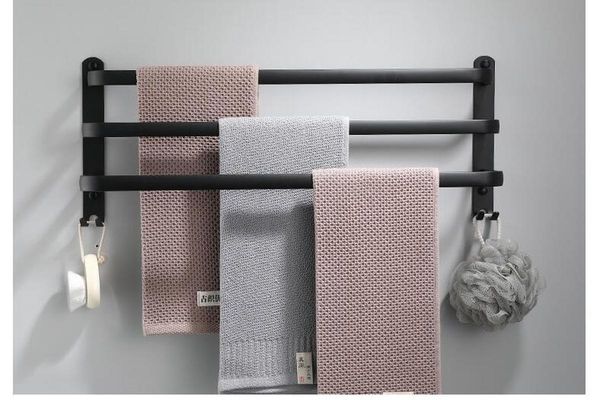 

layer aluminum black towel rail matte holder home hanger wall mounted rack bathroom 30-50 cm racks