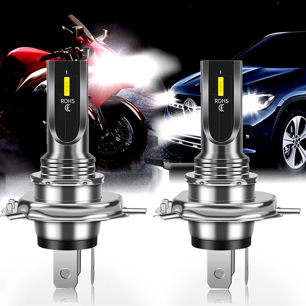 

2pcs h4 h7 bright white light car motocycle led headlight 6500k 80w modified fog lamp bulb universal replacement head lights