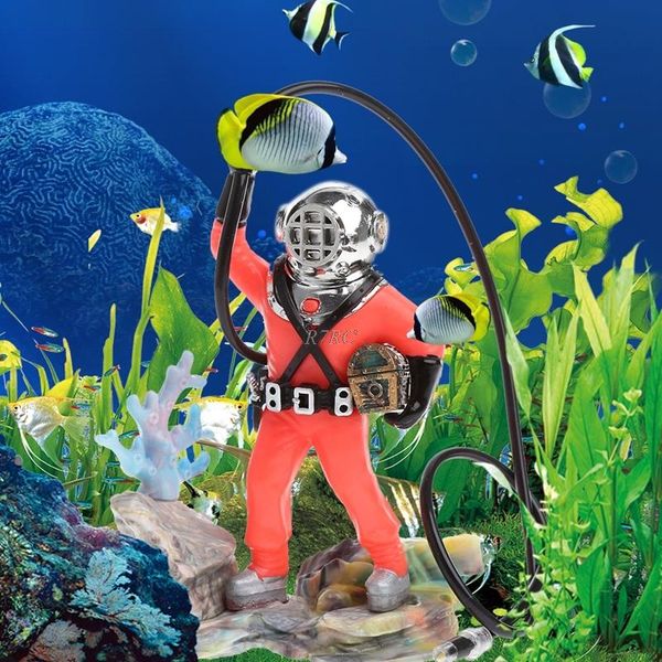

decorations fish tank use sea treasure diver action aquarium ornament realistic design may4_35