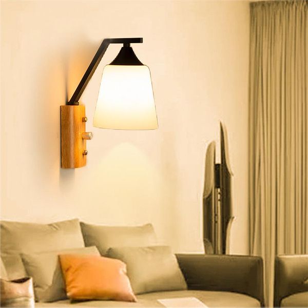 

wall lamp nordic modern simple bedroom bedside led el guest room aisle solid wood creative