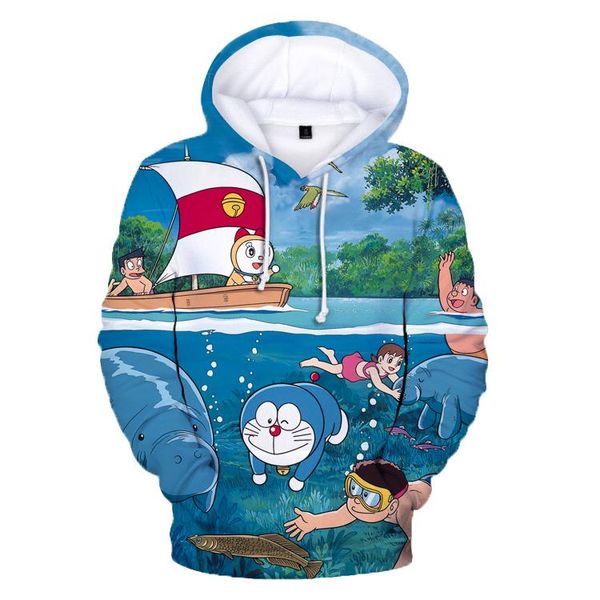 

men's hoodies & sweatshirts 2021 3d men/women harajuku novelty anime doraemon hip hop oversized streetwear children pullover, Black