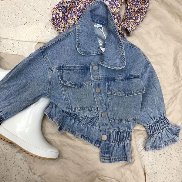 

spring 2021 korean children's clothes girl retro denim jacket jackets, Blue;gray