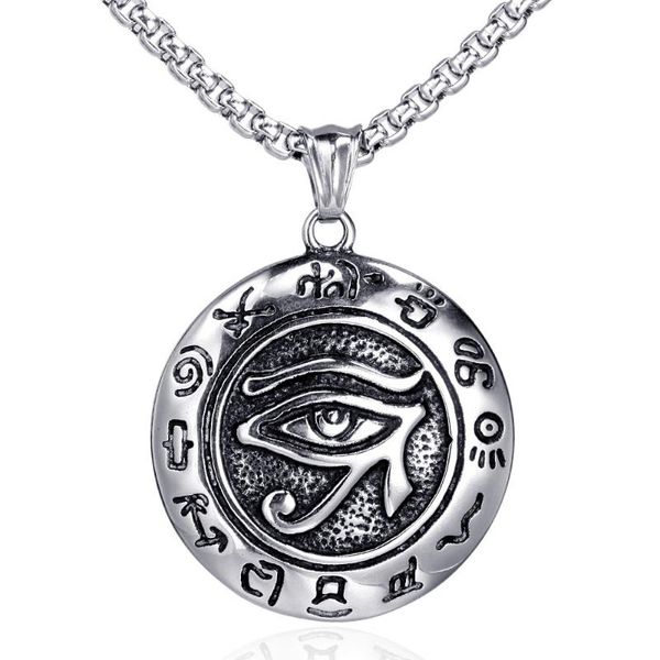 Ожерелья подвеска Старинные ожерелье из нержавеющей стали Ожерелье для ожерелья Horus Men Punk Egyptian Rune Amulet Серебряные цепи