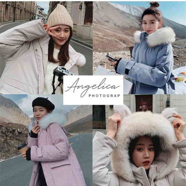 

2021 winter middle and long parker down cotton padded clothes korean version loose temperament commuter thickened, Black