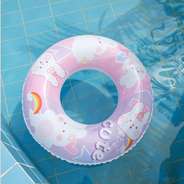

pvc thickened children's inflatable swimming circle cartoon cute pink rabbit toy adult, Blue