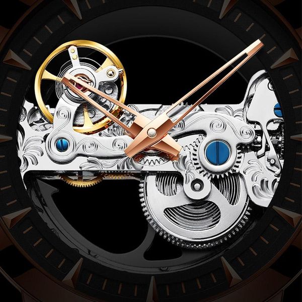 

wristwatches glenaw mechanical watch automatic mens sports watches hollow machinery brand men wristwatch waterproof horloges manne 2021, Slivery;brown