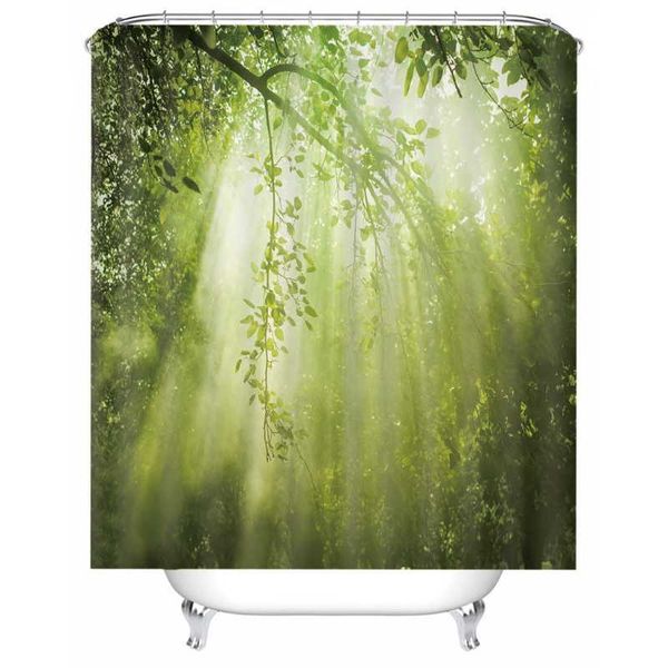 

custom 3d curtains forest scenery shower for the bathroom sunlight cortinas