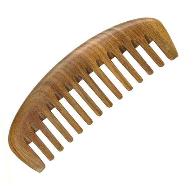 

hair brushes wide tooth long curly massage comb whole wood natural green sandalwood health care anti-static large, Silver