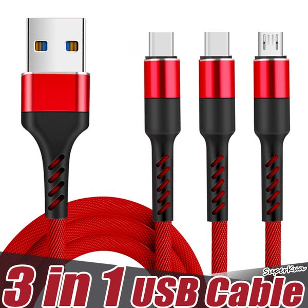 

3 in 1 superfast charging micro usb cables 3a type c fast charger for mobile phones