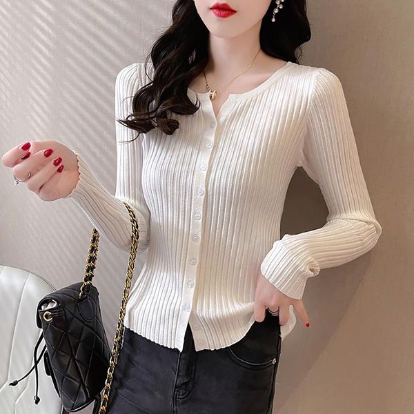 

women's knits & tees women korean style solid color knitted sweaters autumn thin cardigan fashion sleeve sun protection ropa mujer #t2g, White