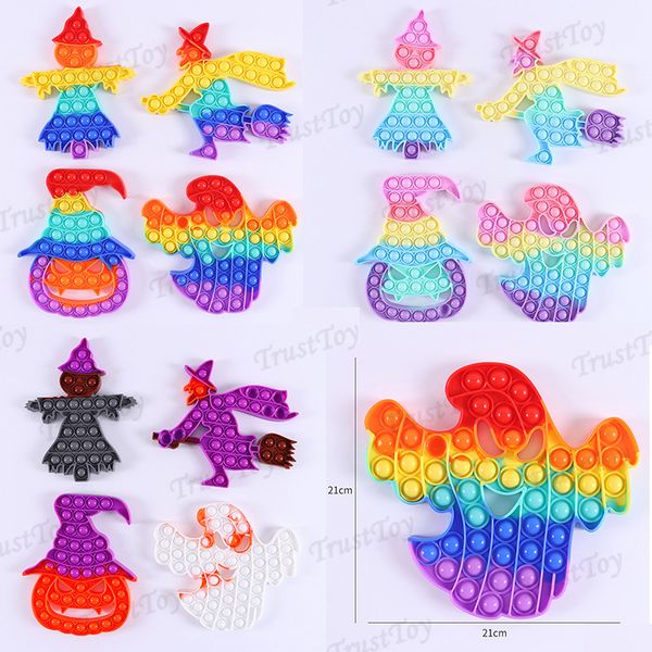 

halloween fidget toys ghost push sensory bubble children's deskboard ghosts puzzle anti-stress finger silicone squeeze decompression ed