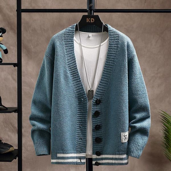 

men's sweaters 2021 grade autumn winter fashion knitted men cardigan sweater black korean casual coats jacket mens clothing, White;black