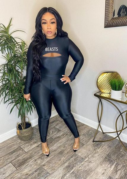 

women's two piece pants rmsfe 2022 ladies spring and autumn fashion solid color sports long sleeve round neck printed casual set, White