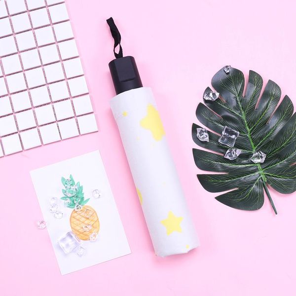 

umbrellas stars and moon creative small fresh sunny rain umbrella folding sunscreen tri-fold