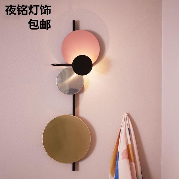 

wall lamp modern simple nordic living room stairway aisle bedroom bedside e27 light macaroon horn