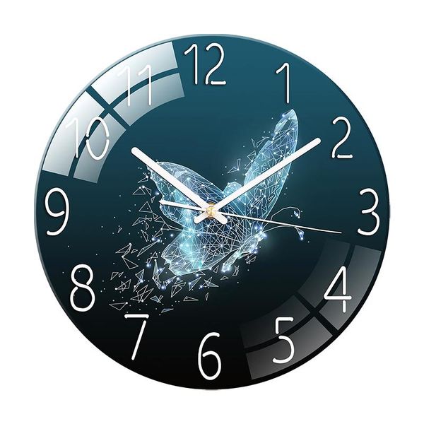 

wall clocks 12inch home decor classroom office european silent tempered glass battery operated clock living room non ticking school